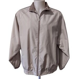 Weatherproof Jacket Mens Medium Beige Windbreaker Outdoor Full Zip Lined Pockets